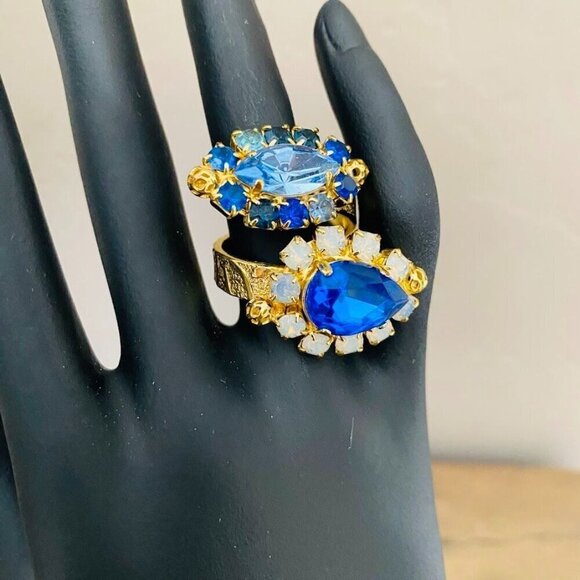 Monnaluna Swarovski Crystal Dew Drop Ring Made in Italy Size 7.5 - Picture 3 of 7